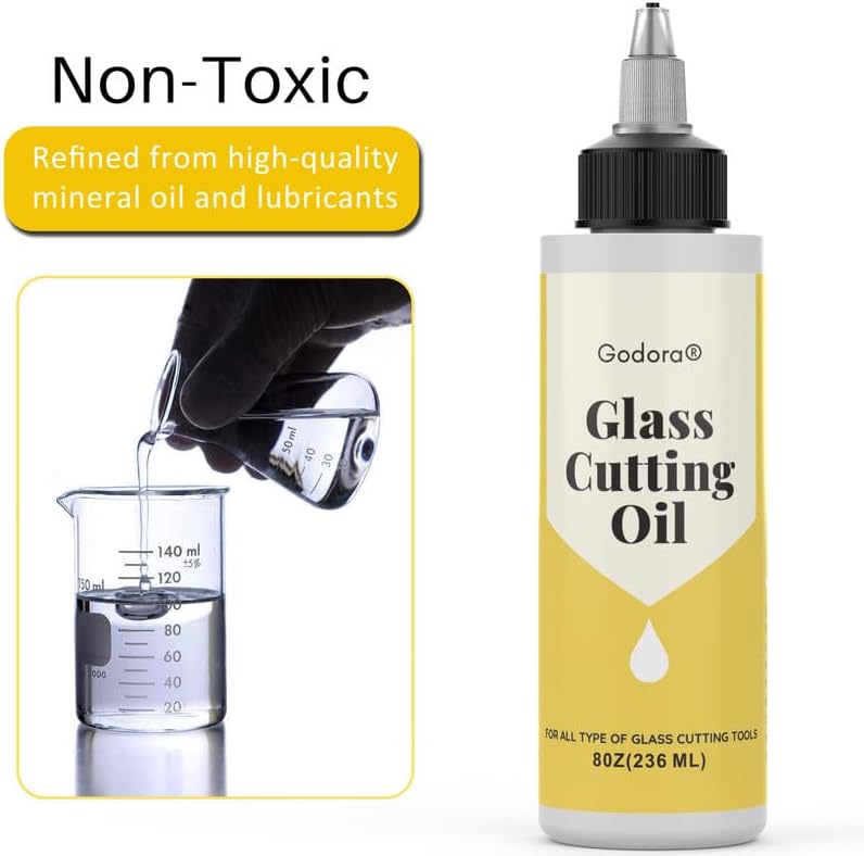 Godora Glass Cutting Oil, Suitable for All Glass Cutting Tools, 8 Ounces Glass Cutter Oil is Used for Cutting Glass, Stained Glass, Glass Bottles, Tiles and Mirrors - Image 1